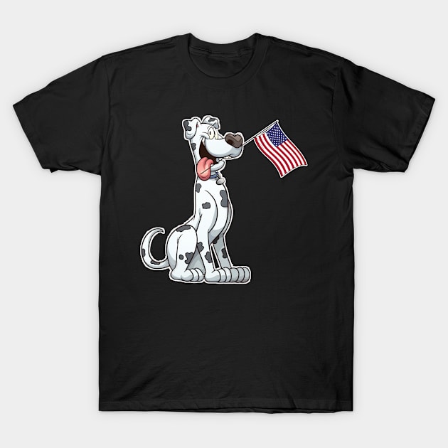 American Flag Great Dane Dog Love T-Shirt by AdrianBalatee